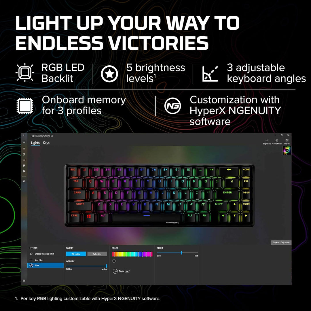 HyperX Alloy Origins 65 – Mechanische Gaming-Tastatur - Ultrakompakter 60% Formfaktor - HyperX Red S