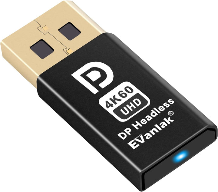 EVanlak 4K60HZ DisplayPort Headless Ghost Display Emulator für PC DP Dummy Plug -fit Headless 1080@1