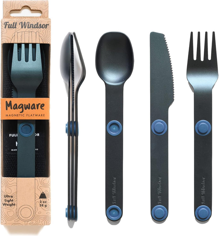 MAGWARE Magnetisches Campingutensilien-Set – tragbares und wiederverwendbares Metall-Reisebesteck mi