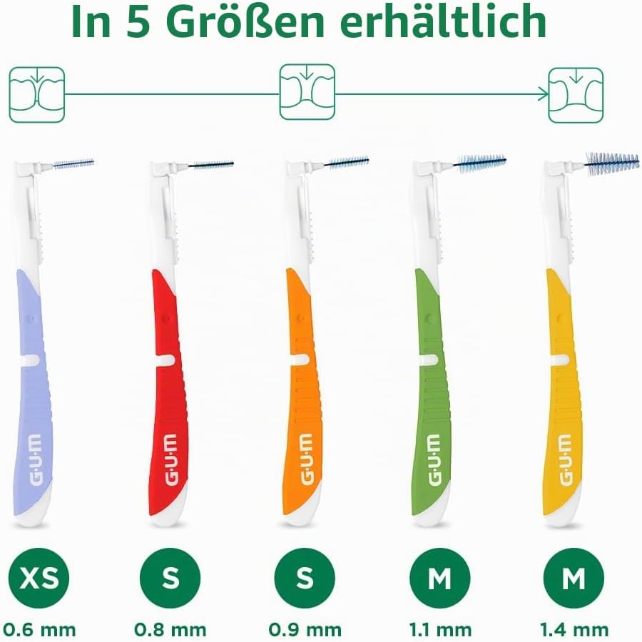 GUM BI-DIRECTION Zwei-Winkel-System Interdentalbürsten | 90 Grad Positionierung | Zahnreinigung und