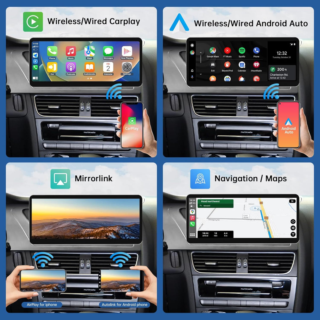 Road Top 12,3 Zoll Autoradio Drahtlos CarPlay Touchscreen für Audi A4 A5 2009-2015 Jahr mit 3GMMI, A