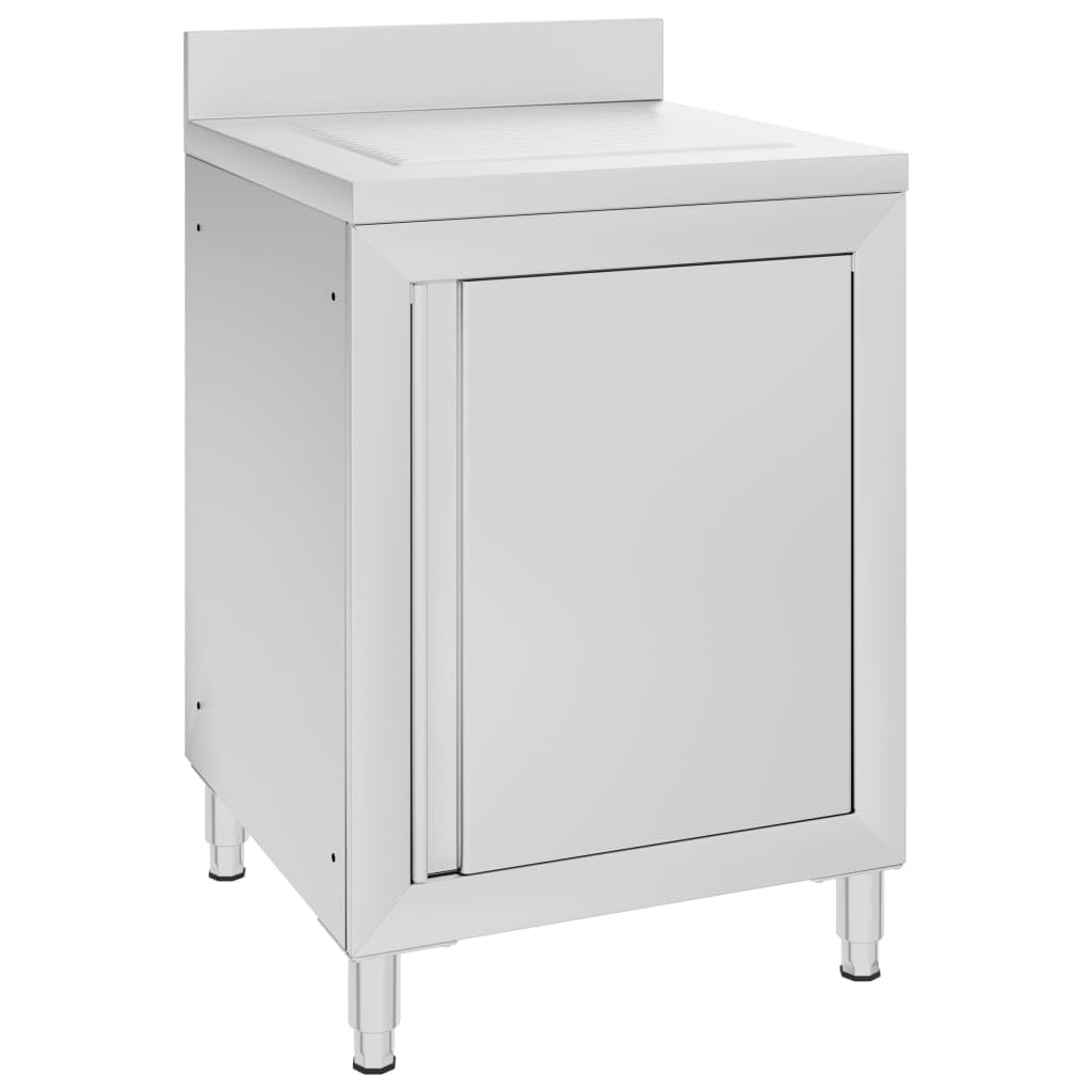 Gastro Küchenschrank mit Abtropffläche Edelstahl 60 x 60 x 96 cm (Abtropffläche), 60 x 60 x 96 cm (A