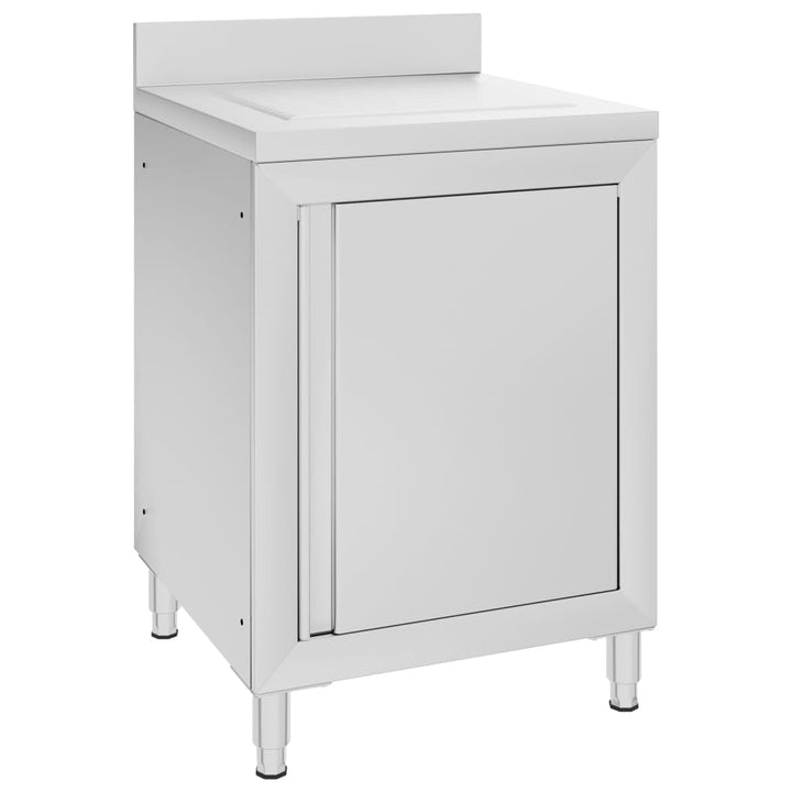 Gastro Küchenschrank mit Abtropffläche Edelstahl 60 x 60 x 96 cm (Abtropffläche), 60 x 60 x 96 cm (A