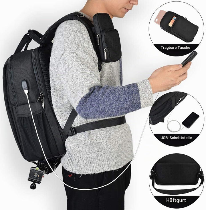 CADeN Kamerarucksack,Wasserabweisend Fotorucksack Camera Backpack &amp; Casual Travel Bag mit USB für DS
