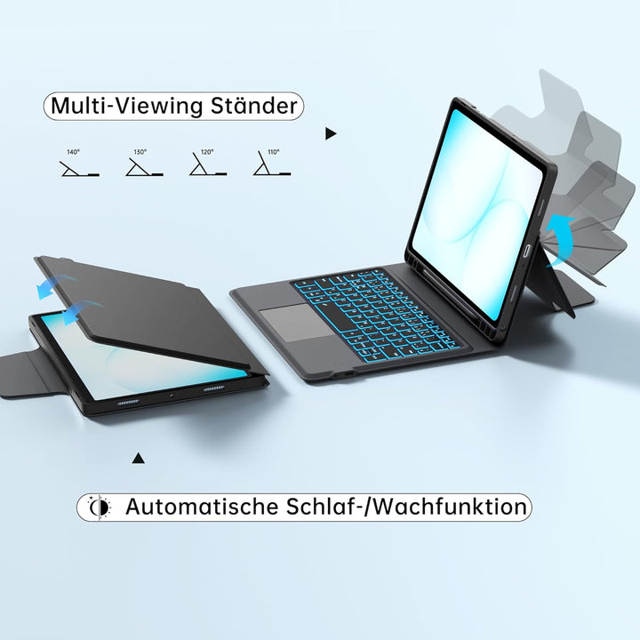 Für Samsung Galaxy Tab A11+/A9+ 11 Zoll Hülle mit Tastatur - Folio 7 Farbige Beleuchtete Tablet Cove