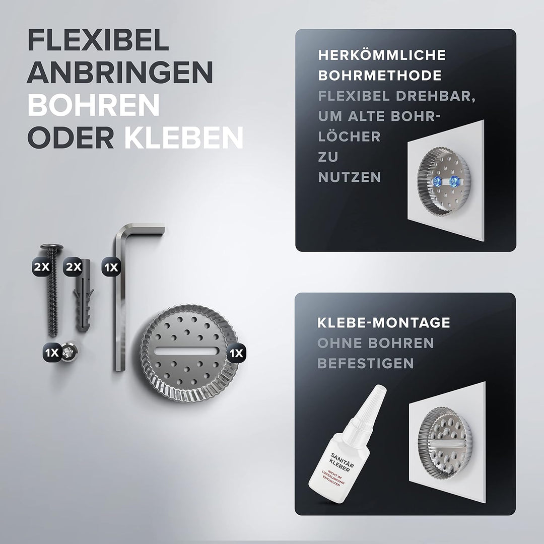 ovimar Badablage Flakstadoy | Edelstahl | schwarz matt | Glasablage zum Bohren | schwarz matt | häng