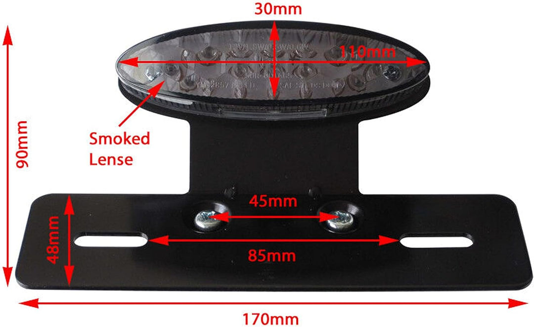 Alchemy Parts universell E-geprüft LED Stop/Heckleuchte mit eingebautem Blinker/Signale Turn, rauchg