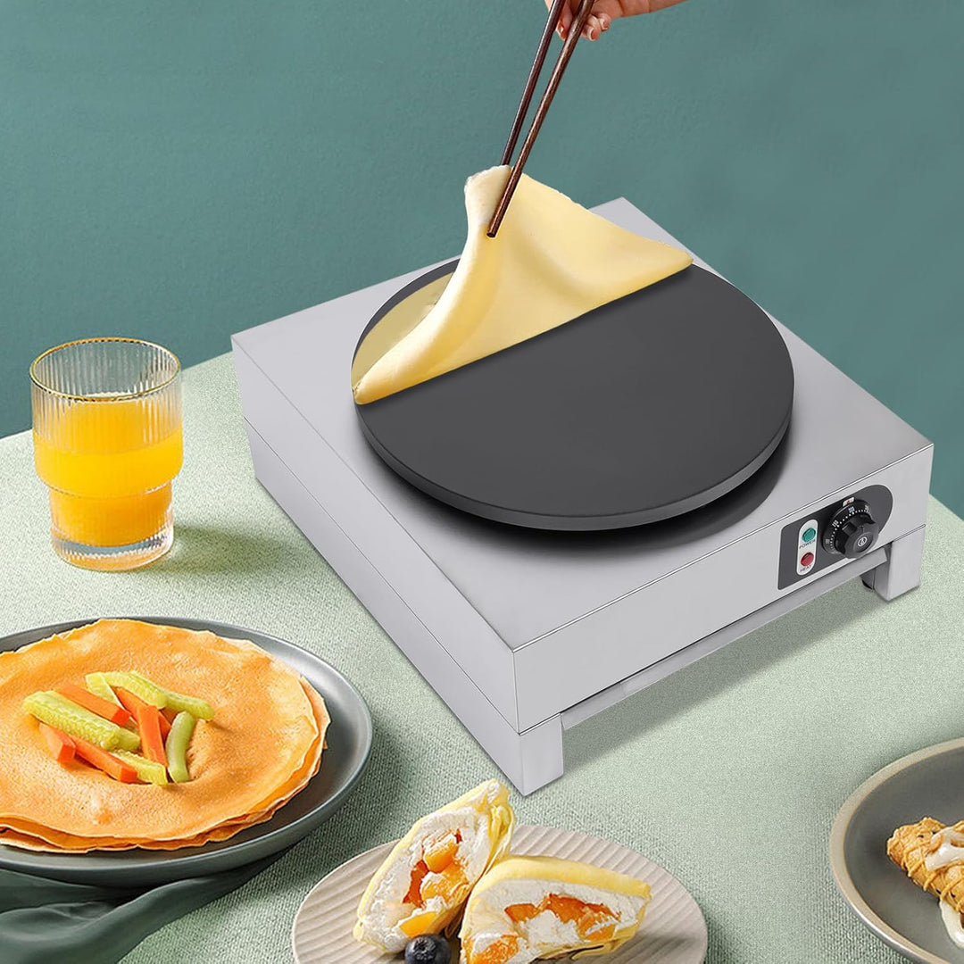 Loobiiny 3000W Crepes-Maker Crepesgerät Edelstahl Elektro Crepes Crepesplatte Crepe Crepespfanne Pan