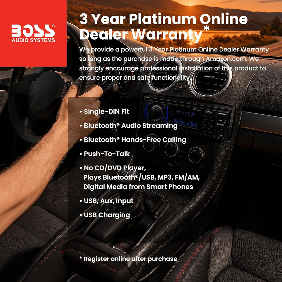 BOSS Audio 616UAB Single-DIN Mech-Less Multimedia Player