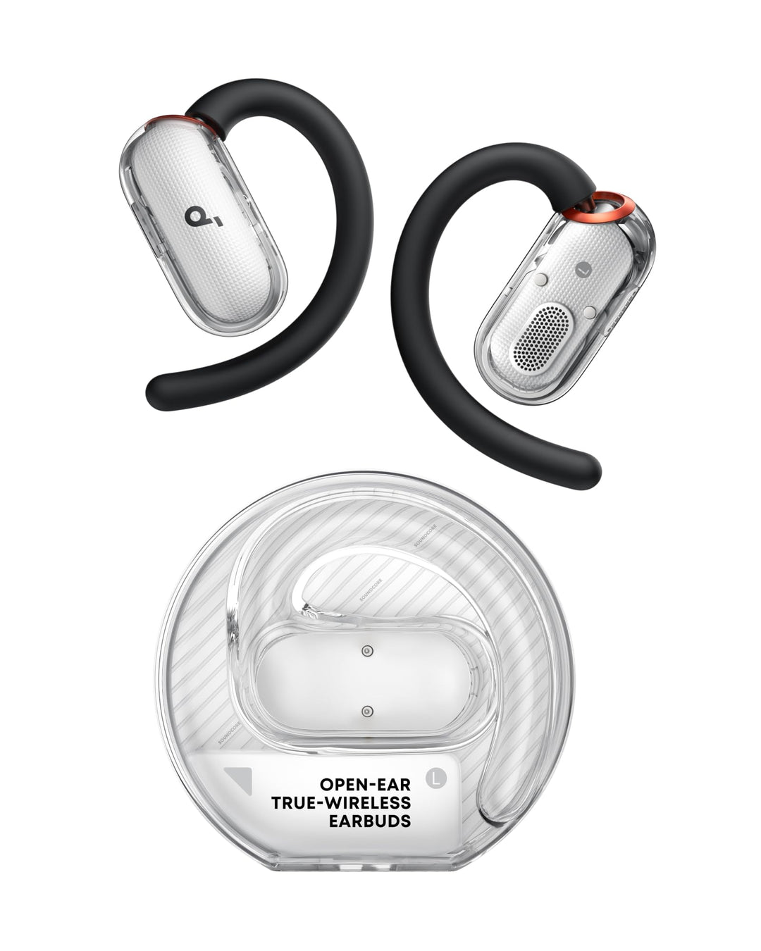 soundcore V40i by Anker, Open-Ear Kopfhörer, transparentes Case ohne Deckel, 4 einstellbare Position