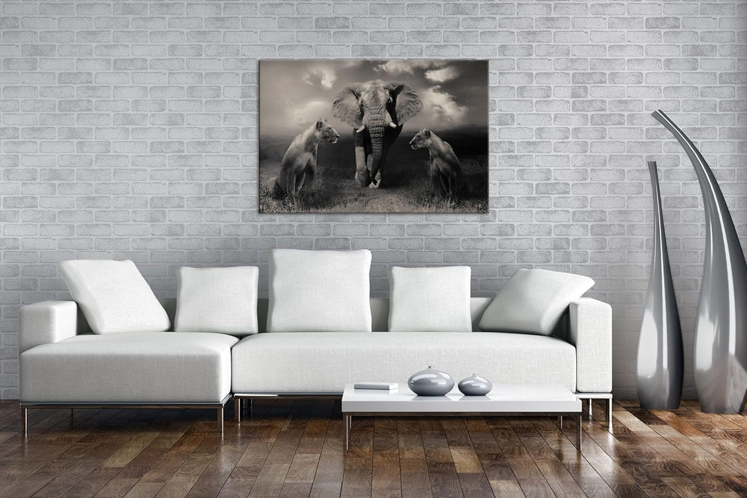 Tiere der Safarie Format: 80x60 als Leinwandbild, Motiv fertig gerahmt auf Echtholzrahmen, Hochwerti