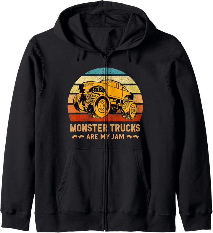 Monster Trucks Are My Jam Retro Vintage Sunset Gift Kapuzenjacke