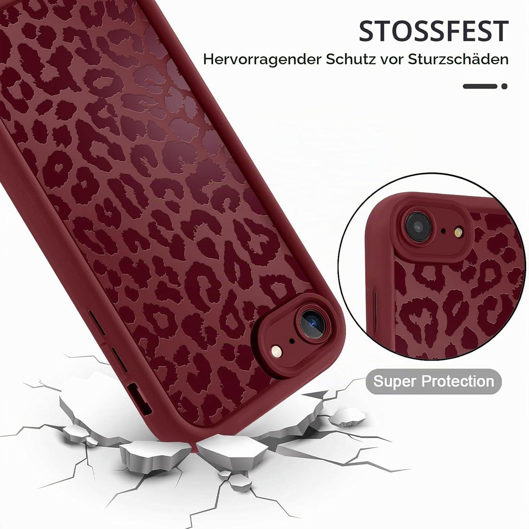 ZhuoFan Handyhülle für iPhone 7/8/iPhone SE 2022 /SE 2020 hülle 4,7”, Aesthetic Leopard Muster Rot M