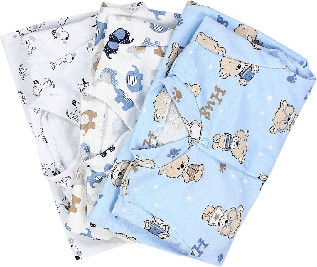 TupTam Baby Jungen Schlafstrampler Langarm Strampler Schlafanzug mit Fuss 3er Pack 50 Farbenmix 3, 5