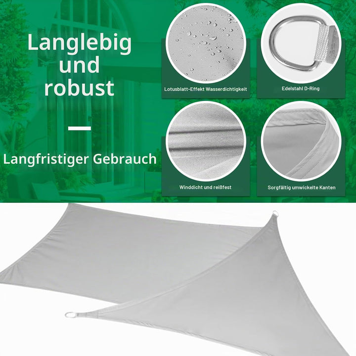 Sonnensegel, Rechteck 3×3 m, 420D Oxford Stoff, wasserdicht, UV-Schutz 3M*3M Grau 3M*3M, 3M*3M Grau