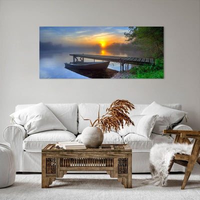 Wandbilder Dekoration Wohnzimmer Landschaft Meer Sommer Sonne Panorama Bilder auf Leinwand 120x50cm