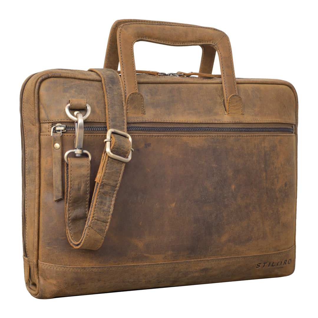 STILORD "Pierce Laptoptasche mit Griff Leder Aktentasche 15 Zoll Vintage Dokumententasche A4 Busines