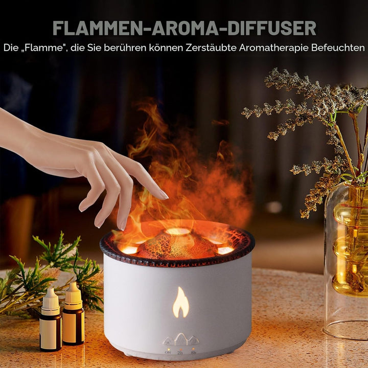 Vulkan Luftbefeuchter Flammen Aroma Diffusor: 360ml Aromatherapie Luftbefeuchter 2 Nebelmodus Luftbe