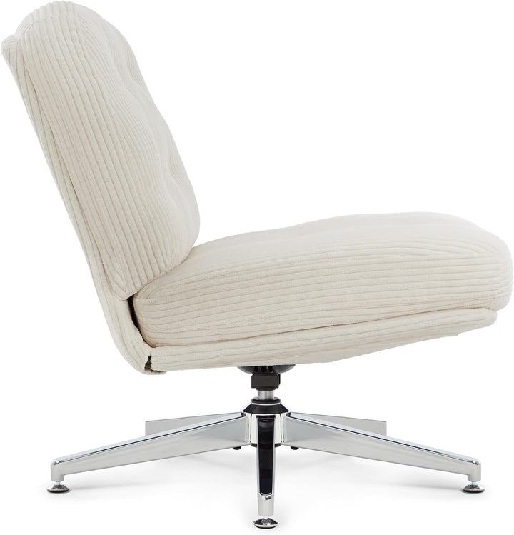 IWMH Bürostuhl ohne Armlehne, Sessel Wohnzimmer mit gekreuzten Beinen, Ergonomischer Drehstuhl mit E