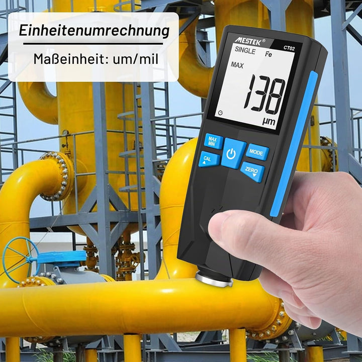 Schichtdickenmessgerät Lackschichtenmesser MESTEK Lacktester 0-1500um mit LCD-Display 2 Messmodi Hoc