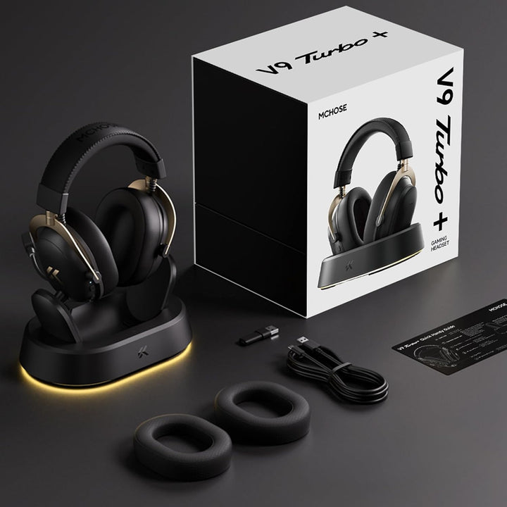MCHOSE V9 Turbo+ Kabelloses Gaming-Headset mit RGB-Magnetladestation Eisweiss, Eisweiss