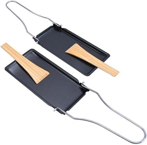 Praktisches 6er-Set Grillpfännchen für Raclette &amp; BBQ, mit klappbarem Griff &amp; Holzspatel, antihaftbe