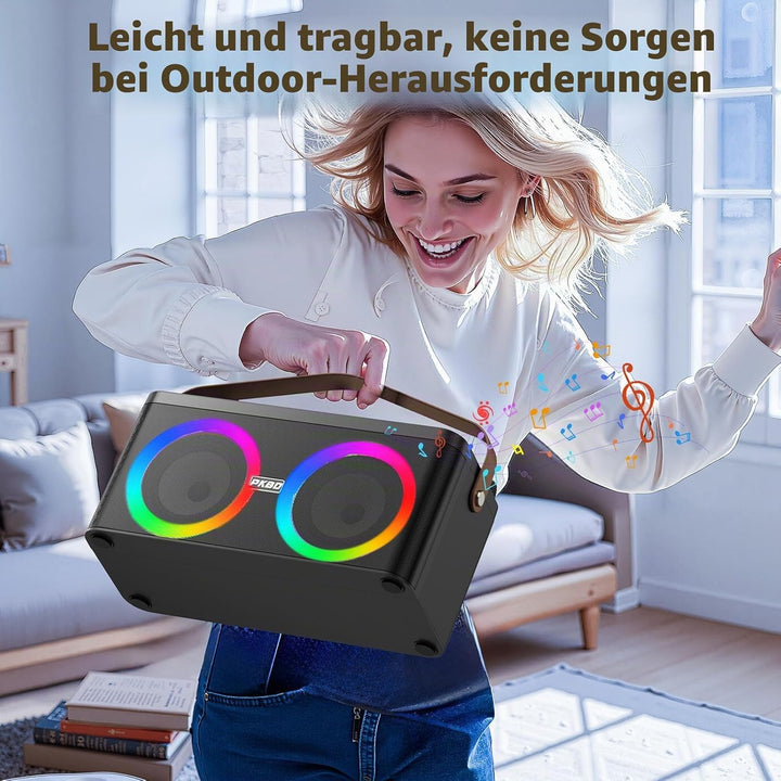 Karaoke Maschine mit Telefon-/Pad-Halterung, Tragbarer Bluetooth-Lautsprecher mit 2 kabellosen Mikro