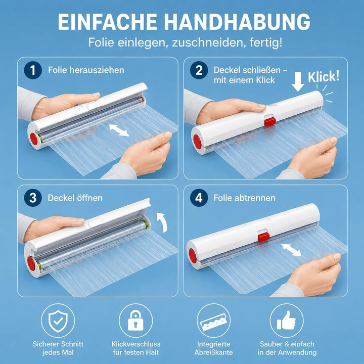 Emsa 508020 Folienschneider für Alu- oder Frischhaltefolie, Grösse 33 cm, Rot/Weiss, Click & Cut Rot