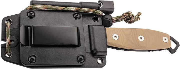 UTICA Messer Survival S3, Nicht-rostfreier Stahl 1095, beschichtet, Sand-schwarzer Micartagriff,