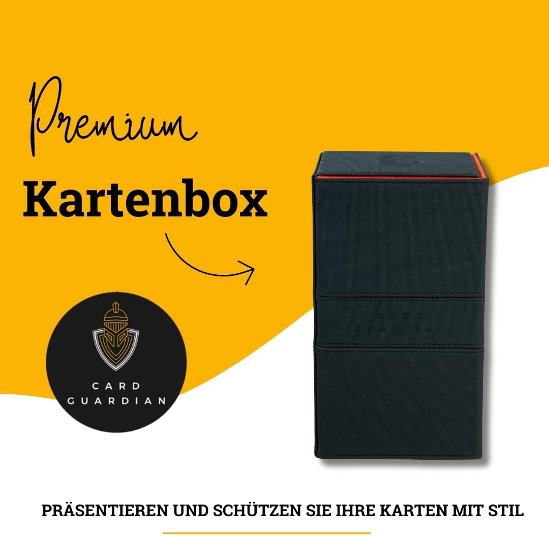 Card Guardian - Premium Deck Sammelkarten Box für 200 Karten Sammelkartenspiele TCG (Schwarz), Schwa