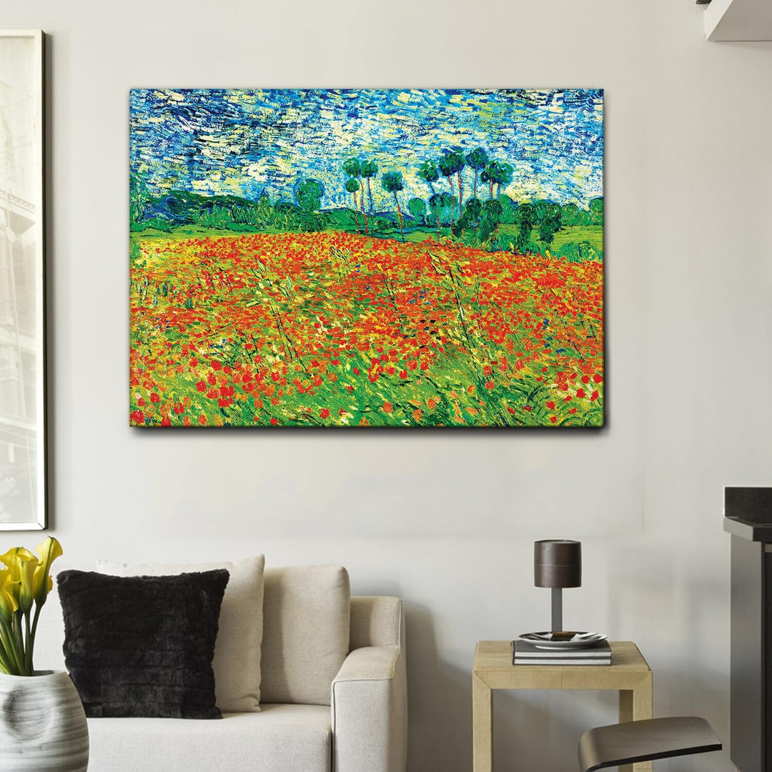 Giallobus - Gemälde - Vincent Van Gogh - Poppy Field (Mohnfeld) - Leinwand - 140x100 - Bereit zum Au