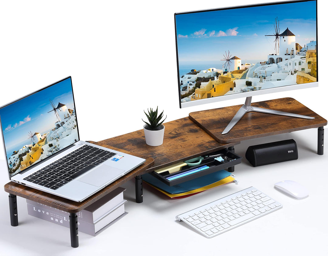 ETHU Dual Monitor Ständer, Höhenverstellbare Bildschirmerhöhung für 2 Monitore, Verstellbarer Monito