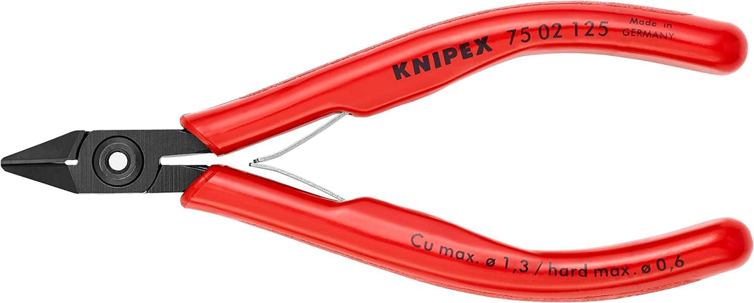 Knipex Elektronik-Seitenschneider brüniert, mit Kunststoff-Hüllen 125 mm (SB-Karte/Blister) 75 02 12
