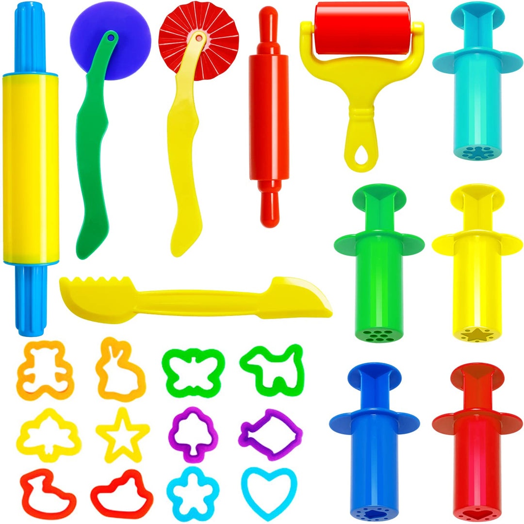 Knetwerkzeug, 23 Stück Knete Zubehör Kinder, Plastilin Werkzeuge Knete Ausstechformen Extruder, Plas