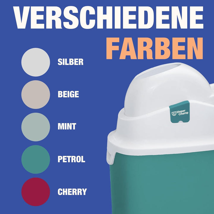 Geruchsdichter Windeleimer Diaper Champ ONE Windelbehälter funktioniert mit normalen Tüten Müllbeute
