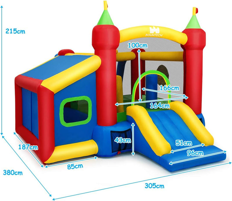 COSTWAY Hüpfburg aufblasbar, Springburg, Hüpfschloss mit Rutsche, Spielburg für Kinder 380 x 305 x 2