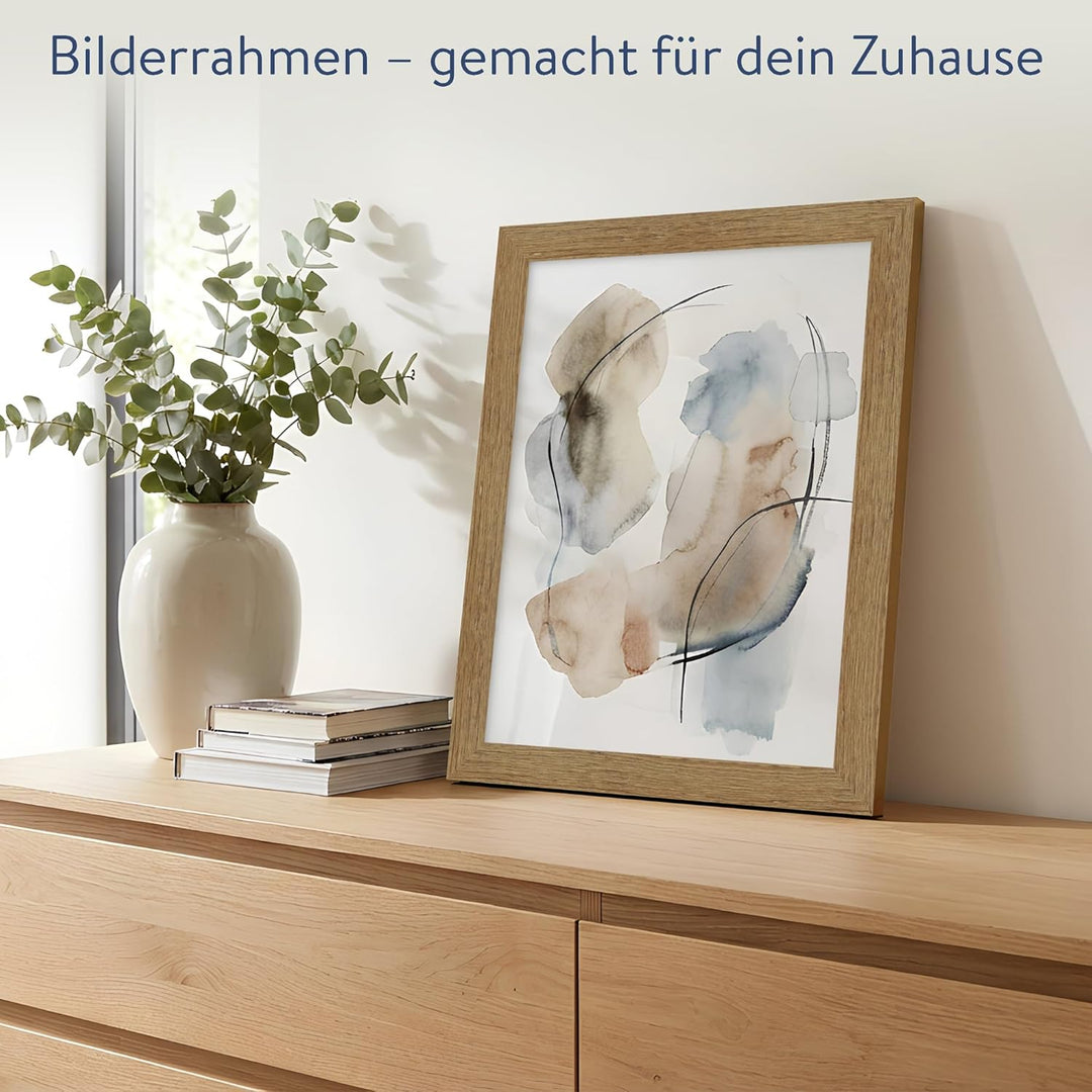 WANDStyle Bilderrahmen Strandhaus Stil 30x42cm DIN A3 I Farbe: Eiche-Optik I Fotorahmen I rustikaler