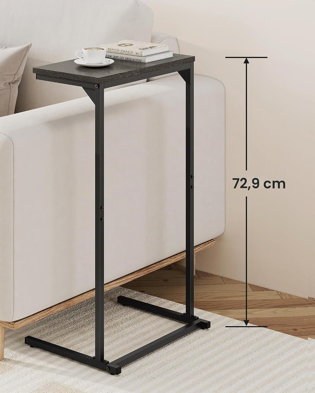 TUTOTAK C-förmiger Beistelltisch, TV-Tablett, Kleiner Seitentisch, 73 cm hoher Couch-Tisch, Tablett-