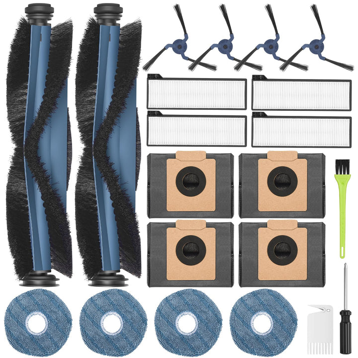 21 Stück Ersatzteile Zubehörset für Eufy X10 Pro Omni Staubsauger, 2 Hauptbürsten, 4 Seitenbürsten,