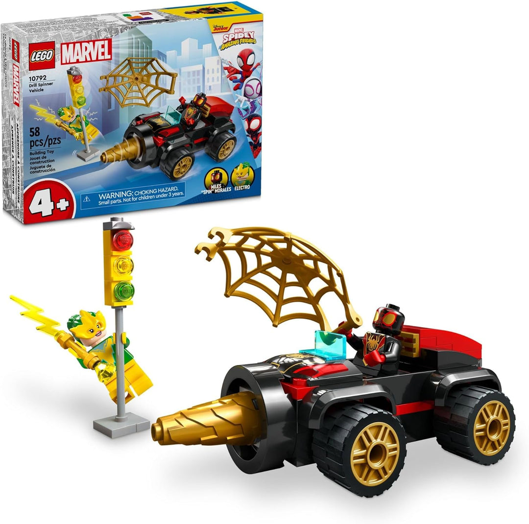 KITMOUS Drill Spinner Vehicle, Miles Morales Spin Car with 2 Minifigures, Toy from + TV Series, Gift