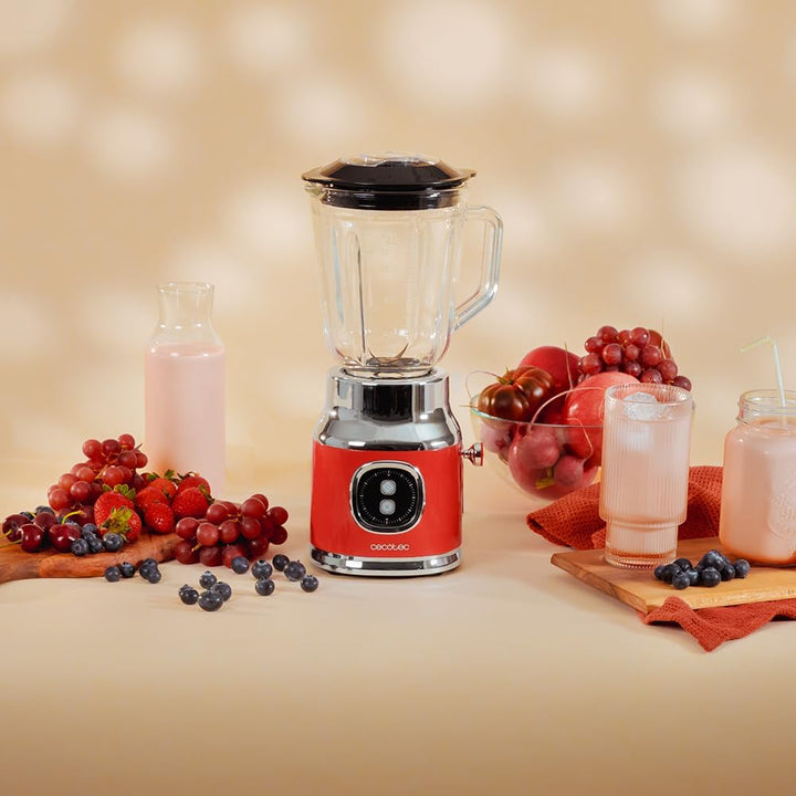 Cecotec Standmixer Retro RetroTwist Red. 800W Maximale Leistung, Pulse-Funktion, 4-Klingen-Messer mi