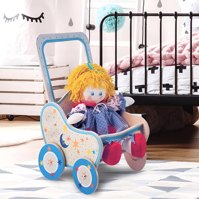 Dida - Der Puppenbuggy Aus Holz Dekoration Mond ist EIN Holzpuppenwagen Zum Schieben Der Puppen Der