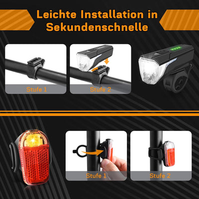 Gindoly LED Fahrradlicht Set, 100 LUX Fahrradlicht,2000mAH USB Aufladbar Fahrrad Licht, IPX4 Wasserd