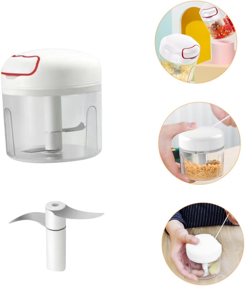 TOPBATHY Manueller Gemüsezerkleinerer mit 300ml Fassungsvermögen aus Pp und Edelstahl Tragbarer Knob