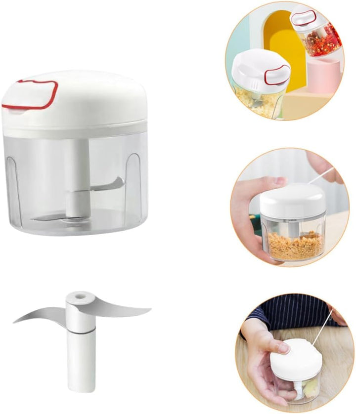 TOPBATHY Manueller Gemüsezerkleinerer mit 300ml Fassungsvermögen aus Pp und Edelstahl Tragbarer Knob