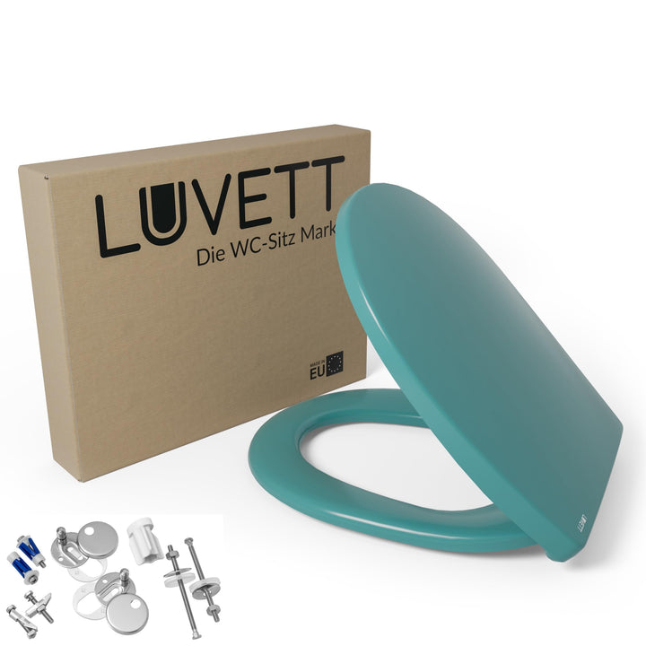 LUVETT® WC-Sitz mit Absenkautomatik C100 oval universell, Toilettendeckel mit 3 Edelstahl Montagelös