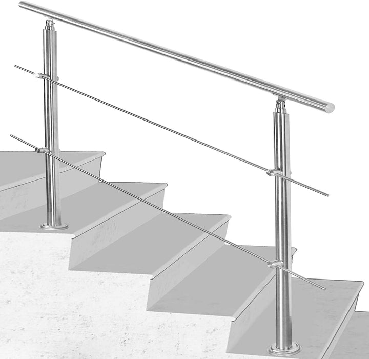 SWANEW Handlauf Edelstahl,Treppengeländer innen & aussen, 100 cm, Ø 42mm, mit 2 Querstreben für den