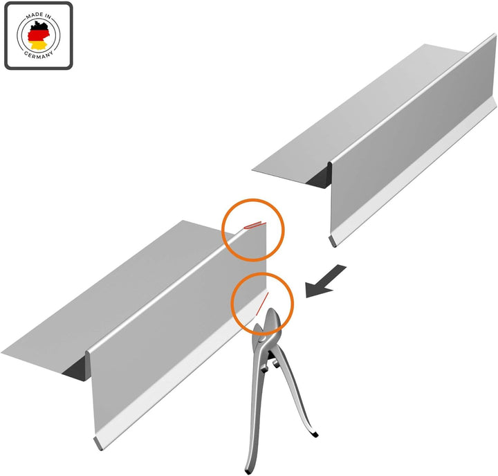 INEFA Ortblech ohne Wasserfalz aus Aluminium 200cm, Silber, Ortgangblech für optimale Dachentwässeru