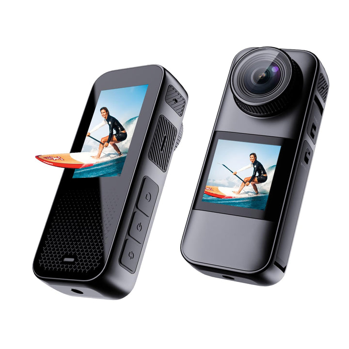 Xilecam Dual Screen Action Cam 4K 60FPS 2,2”-HD-Touchscreen, wasserdichte Kamera mit Antishake Helmk