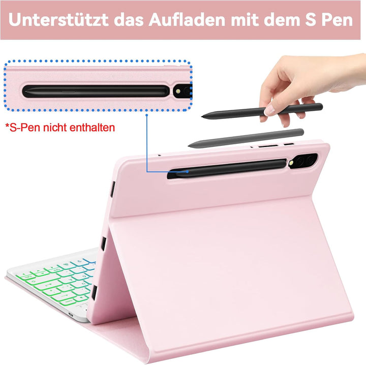 Bettdow für Samsung Galaxy Tab S10+/S10 Plus Tastatur Hülle, QWERTZ Layout Abnehmbarer Beleuchtete T